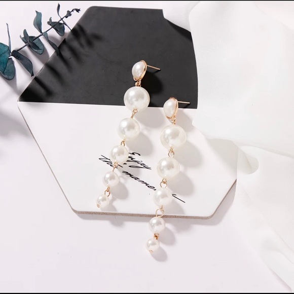 Fashion Jewelry | Prom Wedding Jewelry | Bridal | Imitation pearl drop earrings - Picture 6 of 6